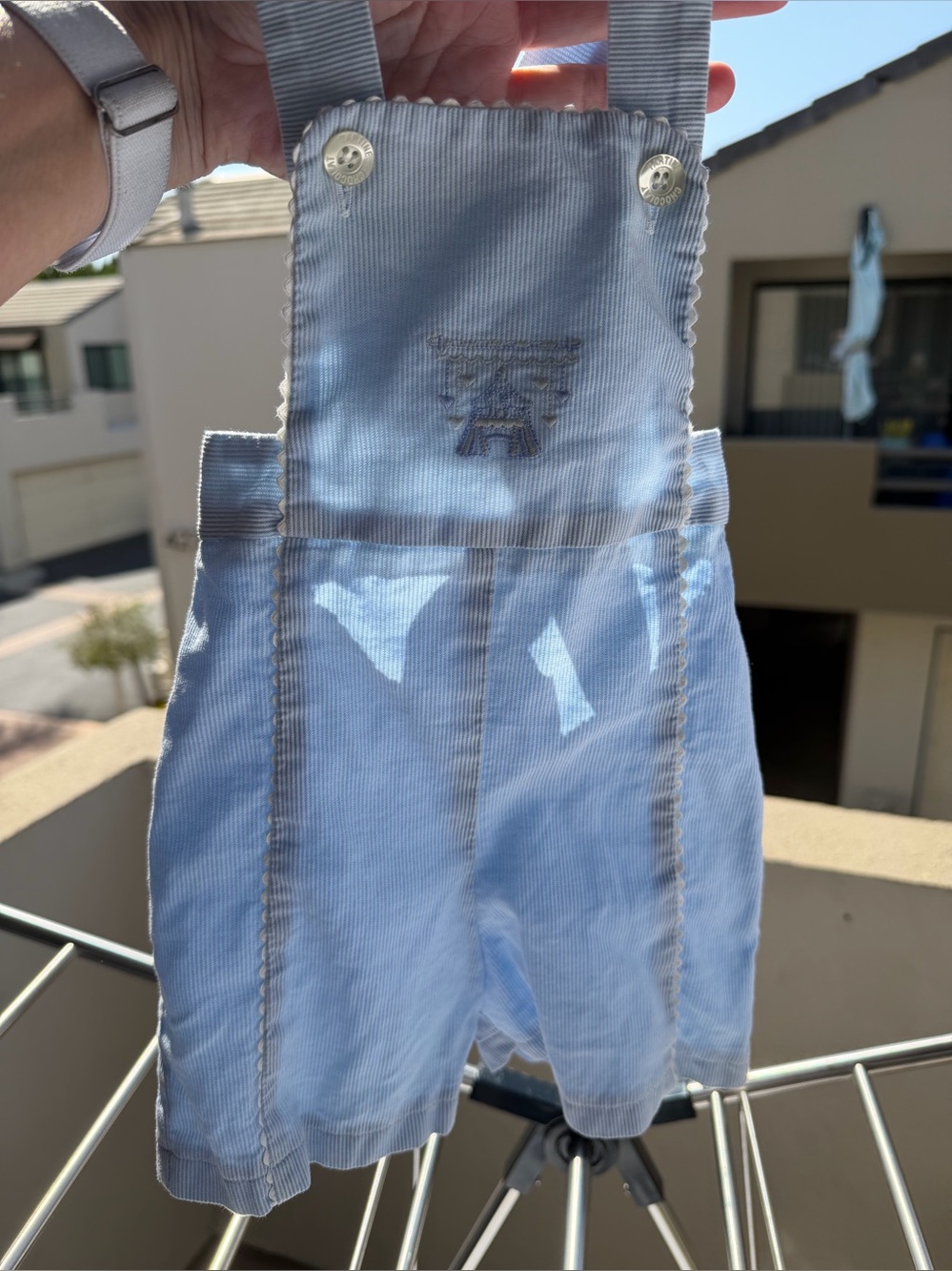 Tartine et Chocolat Light Blue pinstripes Baby Overalls